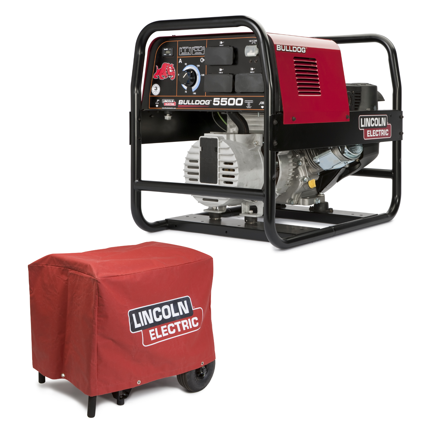 LINCOLN BULLDOG 5500 WELDER GENERATOR W COVER K2708 2 K2804 1